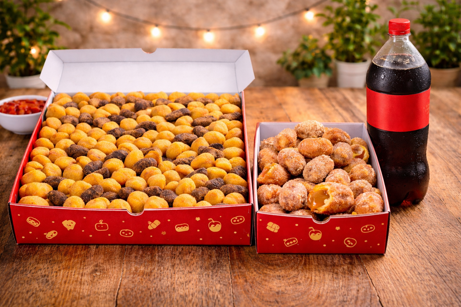 🛎️ 100 Salgadinhos + 30 Mini Churros + Refri